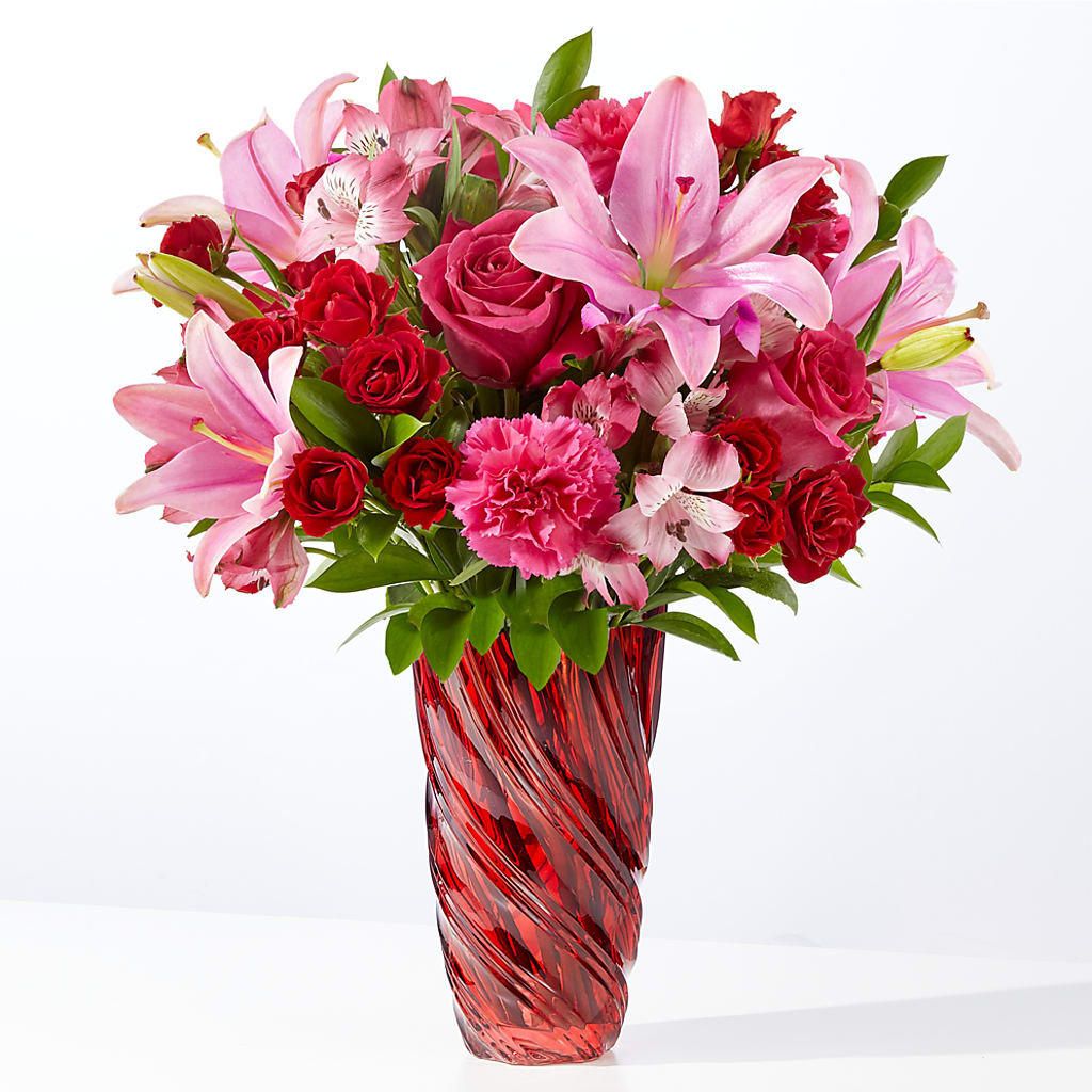 In Love Bouquet with Luxe Swirl Vase – Rainbow Flower Shop, Huron SD