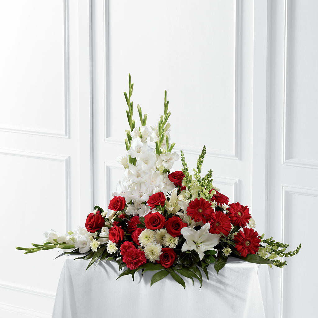 Crimson & White Arrangement – Rainbow Flower Shop, Huron SD