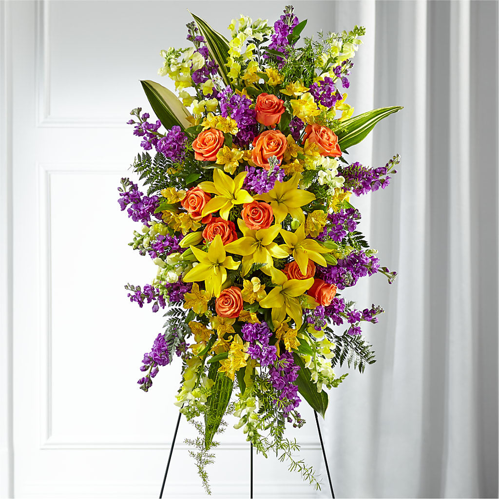Thoughtful Prayers Standing Spray – Rainbow Flower Shop, Huron SD