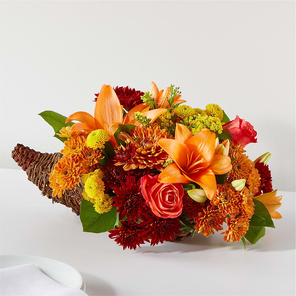 Bouquet of Blessings Cornucopia – Rainbow Flower Shop, Huron SD