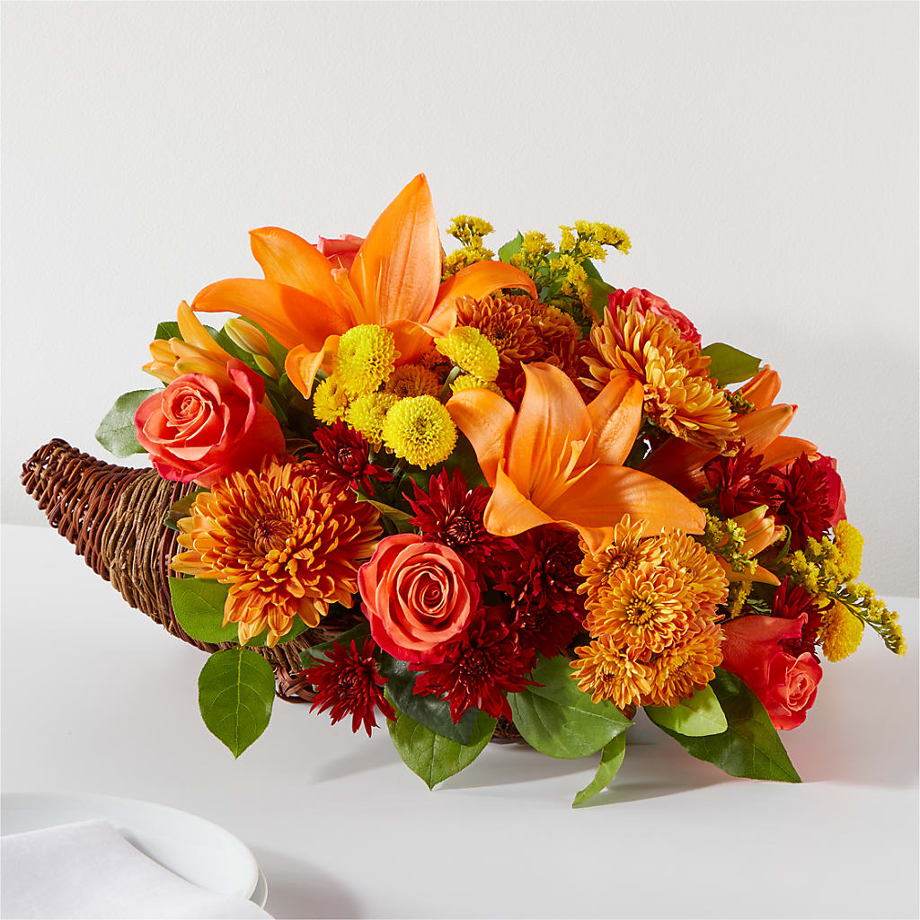 Bouquet of Blessings Cornucopia – Rainbow Flower Shop, Huron SD