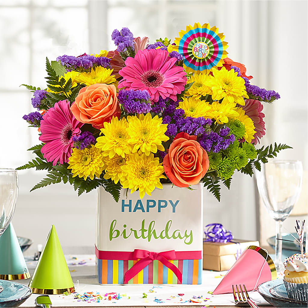 Birthday Brights Bouquet –  Rainbow Flower Shop, Huron SD