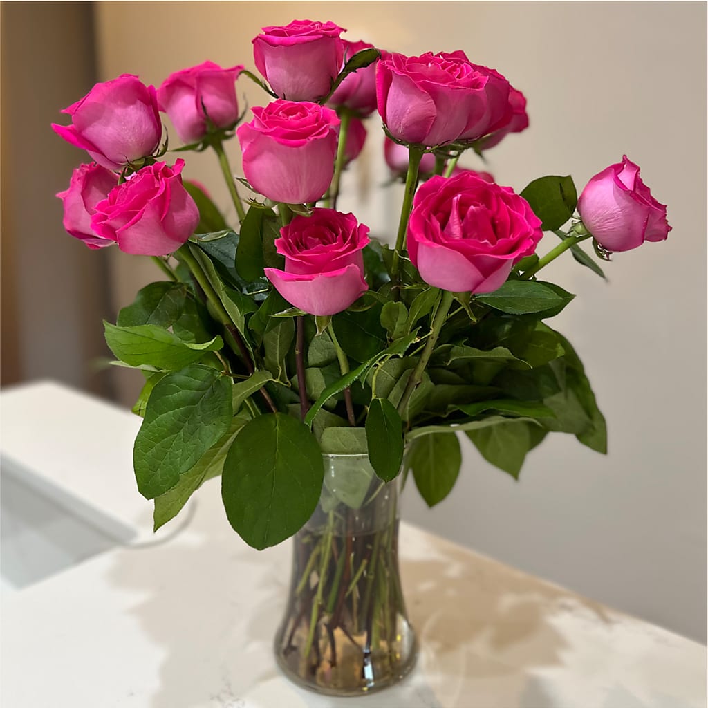 Long Stem Pink Rose Bouquet –  Rainbow Flower Shop, Huron SD