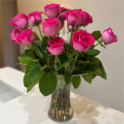 Long Stem Pink Rose Bouquet –  Rainbow Flower Shop, Huron SD