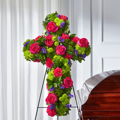 Tribute Rose Floral Cross –  Rainbow Flower Shop, Huron SD