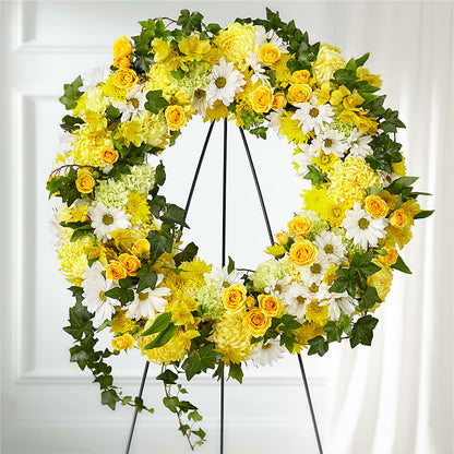 Golden Remembrance Wreath –  Rainbow Flower Shop, Huron SD