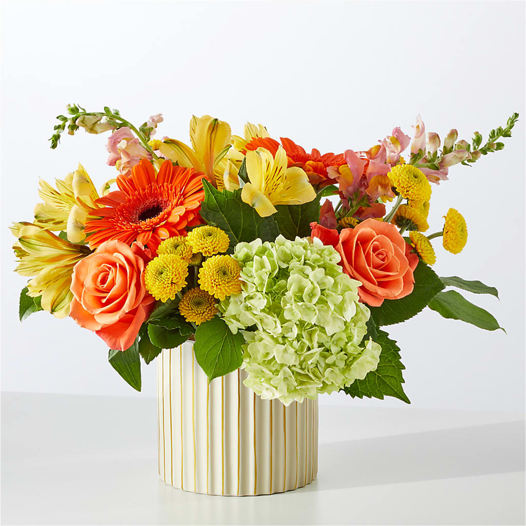 Autumn Sunshine Bouquet with Ivory Vase –  Rainbow Flower Shop, Huron SD