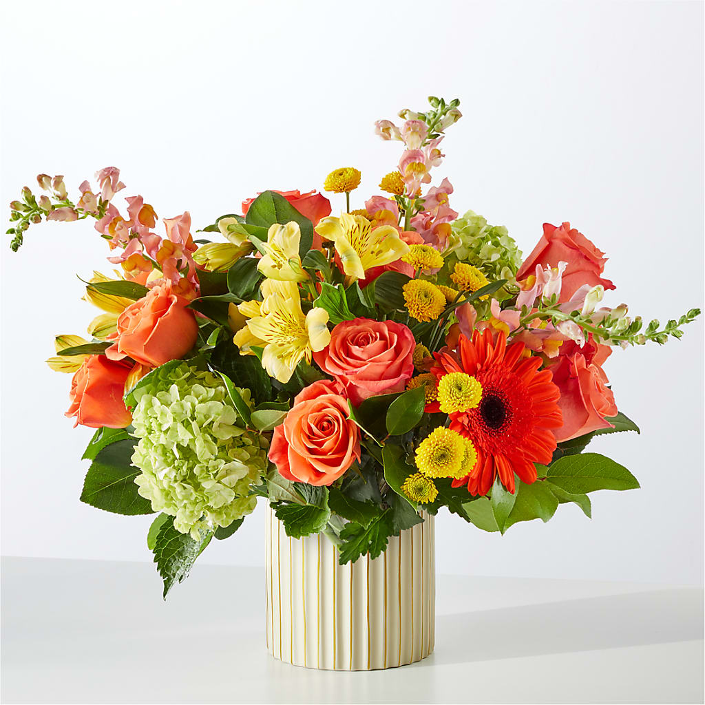 Autumn Sunshine Bouquet with Ivory Vase –  Rainbow Flower Shop, Huron SD
