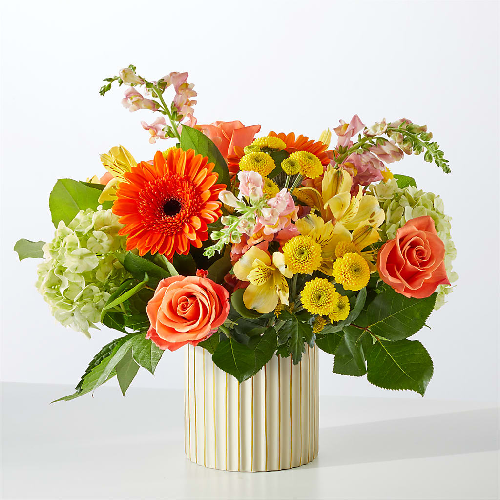 Autumn Sunshine Bouquet with Ivory Vase –  Rainbow Flower Shop, Huron SD