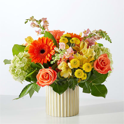 Autumn Sunshine Bouquet with Ivory Vase –  Rainbow Flower Shop, Huron SD