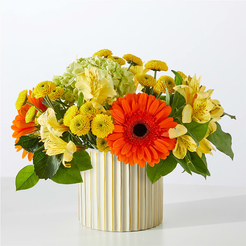 Autumn Sunshine Bouquet with Ivory Vase –  Rainbow Flower Shop, Huron SD