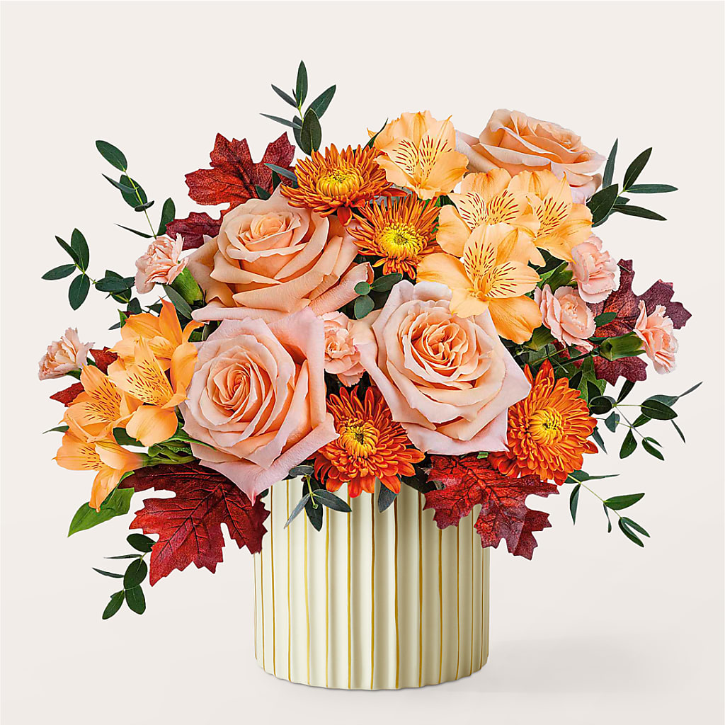Spiced Latte Bouquet with Ivory Vase –  Rainbow Flower Shop, Huron SD