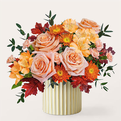 Spiced Latte Bouquet with Ivory Vase –  Rainbow Flower Shop, Huron SD