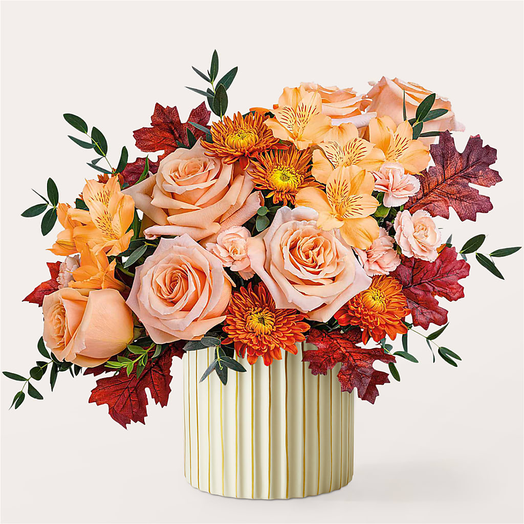 Spiced Latte Bouquet with Ivory Vase –  Rainbow Flower Shop, Huron SD