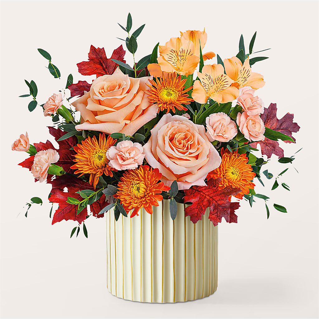 Spiced Latte Bouquet with Ivory Vase –  Rainbow Flower Shop, Huron SD
