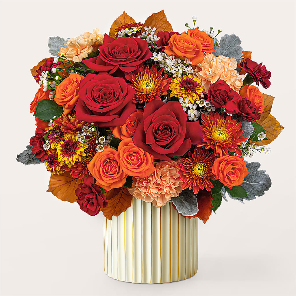 Merlot Bouquet with Ivory Vase –  Rainbow Flower Shop, Huron SD