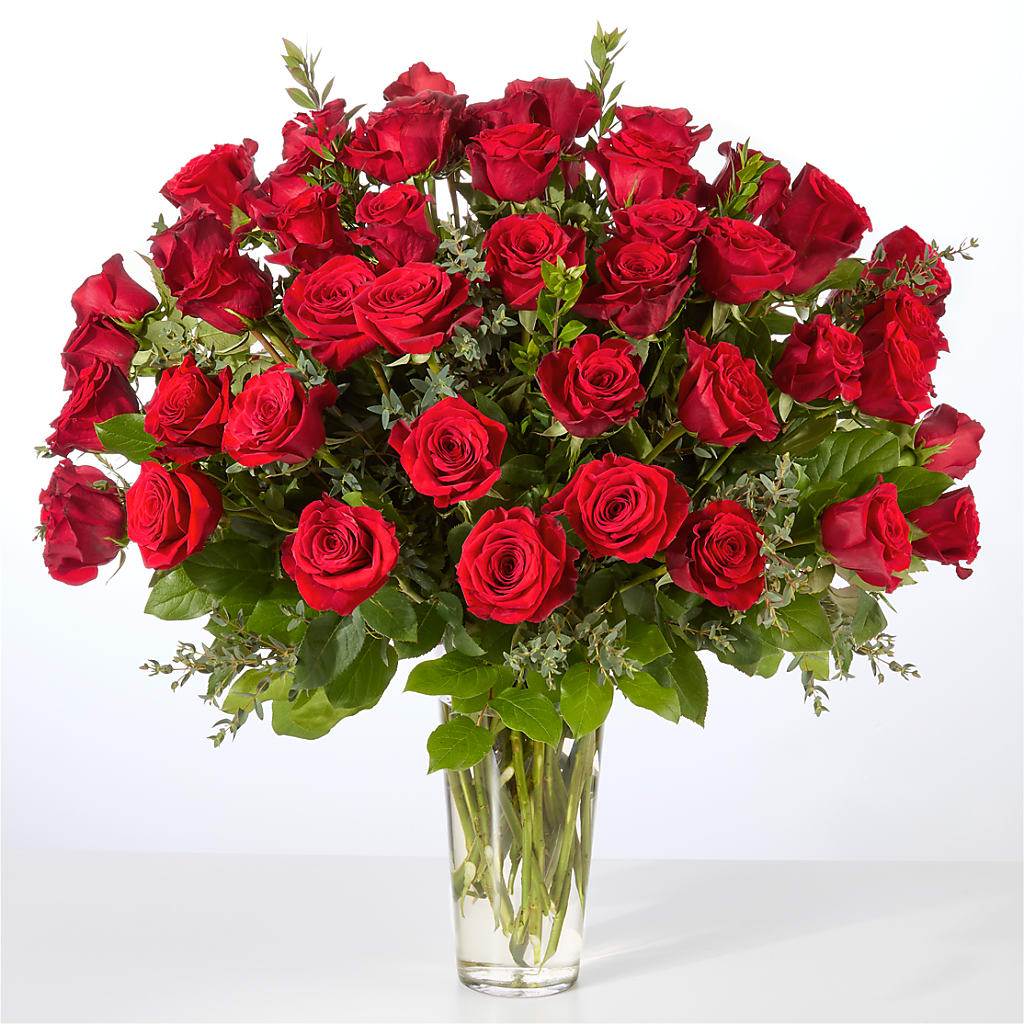 Forever Yours Fifty Stem Red Rose Bouquet –  Rainbow Flower Shop, Huron SD